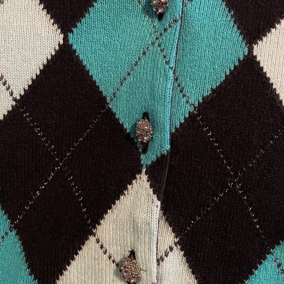💚 NY. & CO. Argyle Button Up Sweater XS - Picture 3 of 6